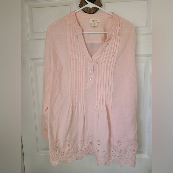 (423) Style & Co  Woman's Long Sleeve Blouse, Size: XL Color: Pink - Picture 1 of 10